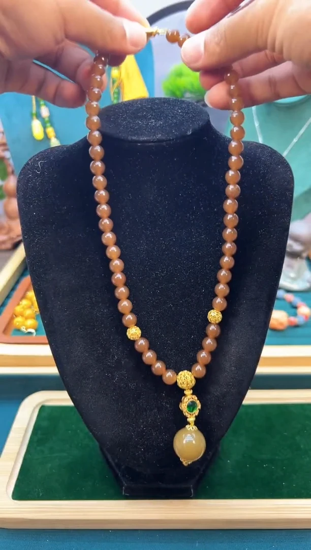 和田玉14K金镶嵌颈饰X180