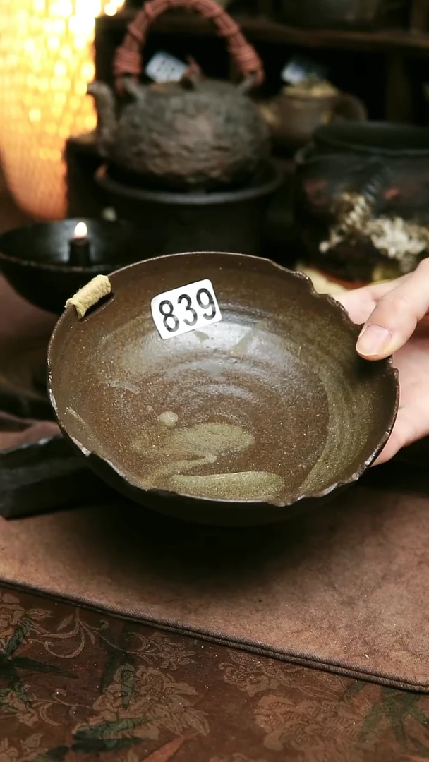 839号紫砂全手工残破感侘寂风粉引壶承