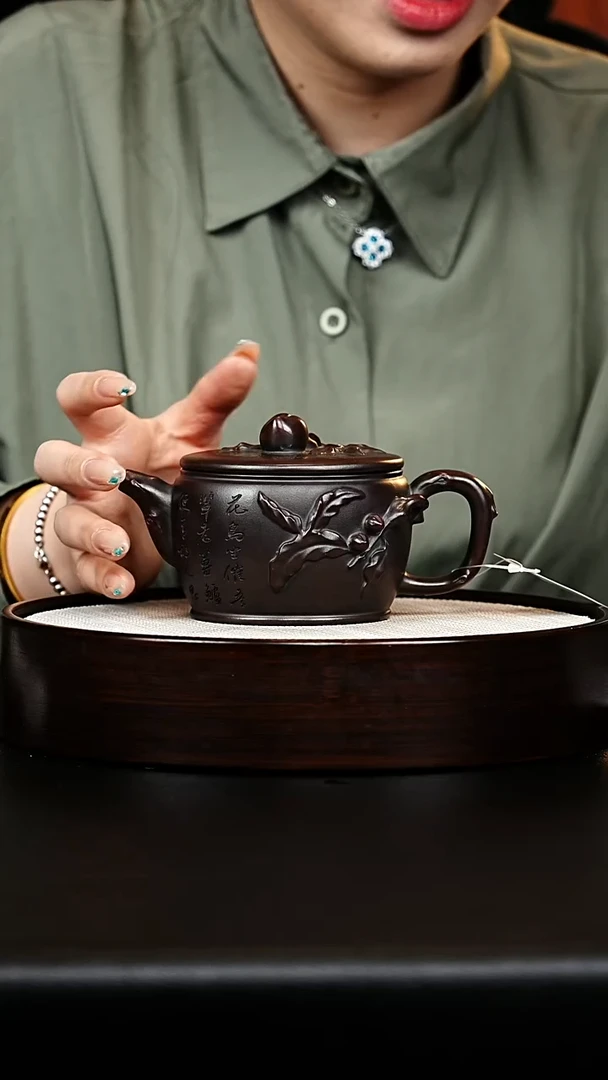 茶壶紫砂寿桃汉瓦