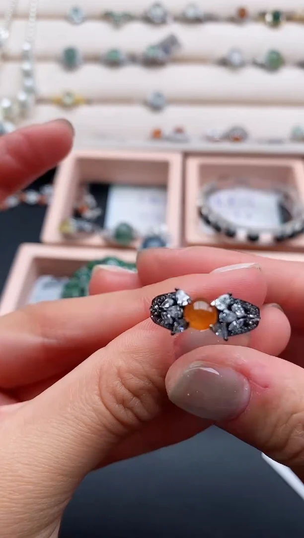 银S925镶嵌戒指翡翠缅甸天然A货翡翠33   10-