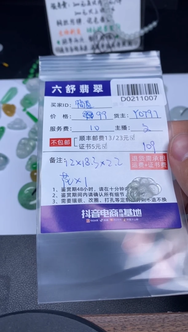 【闪购商品】翡翠吊坠(不含链)未镶嵌D0211007