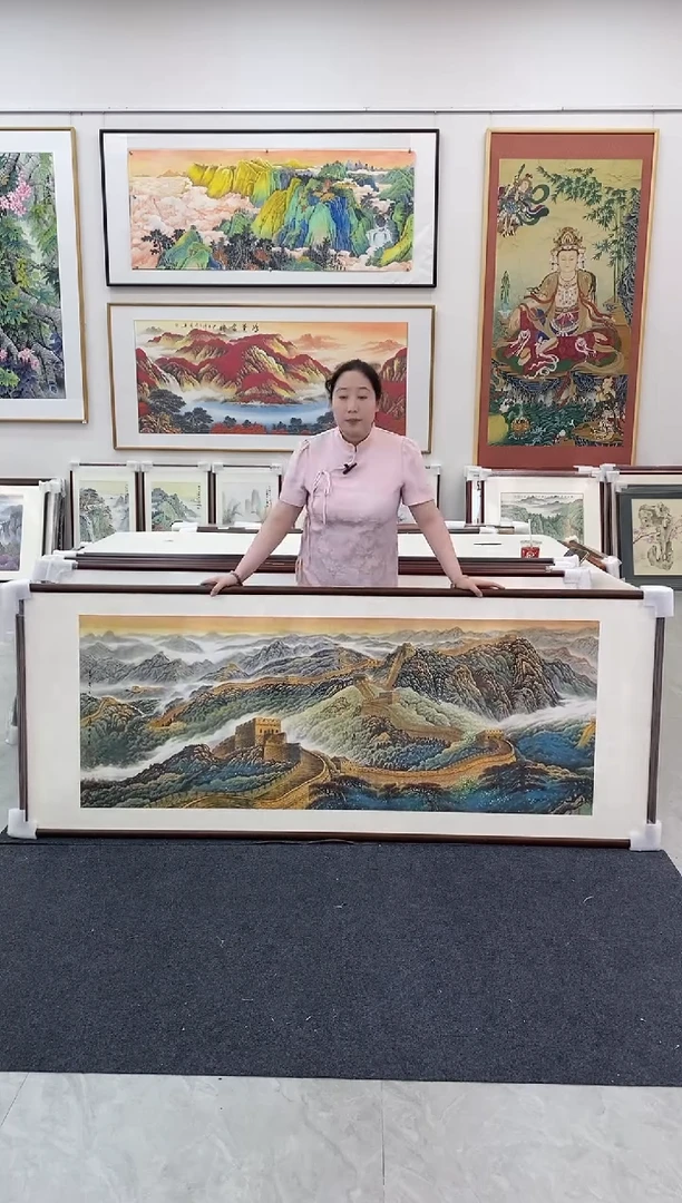 国画万里长城219*88手绘精品