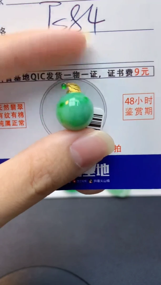 颈饰18K金镶嵌翡翠天然缅甸A货翡翠百元以上9元证书费自理