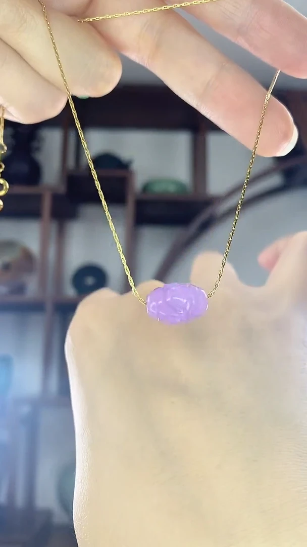 翡翠未镶嵌吊坠(赠链)紫翡回纹路路通X5