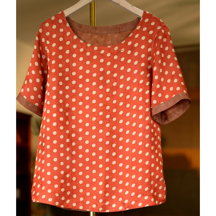 珠光<<非遗美学>>1150红色波点时尚百搭双面穿上衣