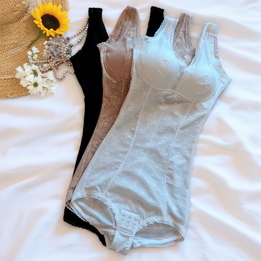 外贸强压塑身衣带文胸一体收腹束腰提臀美体塑形连体衣无钢圈长款