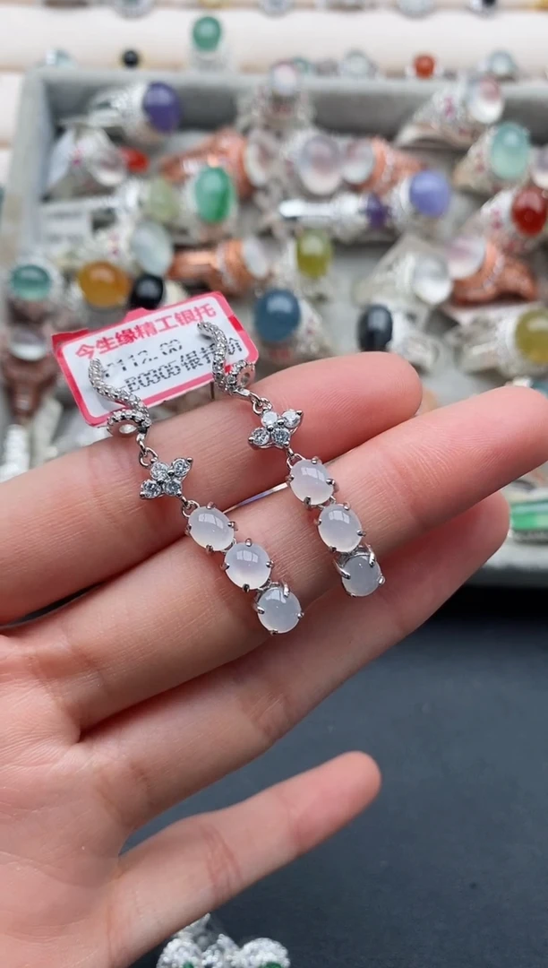 银S925镶嵌戒指翡翠怀*姐333333333+3