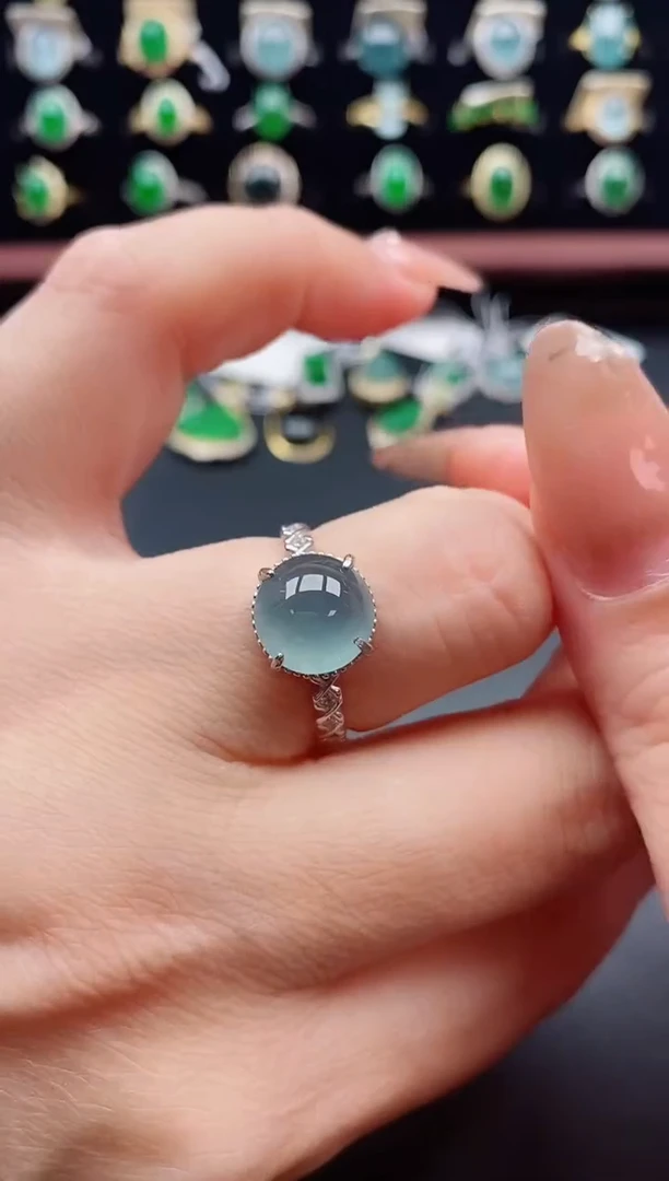 银S925镶嵌戒指翡翠1