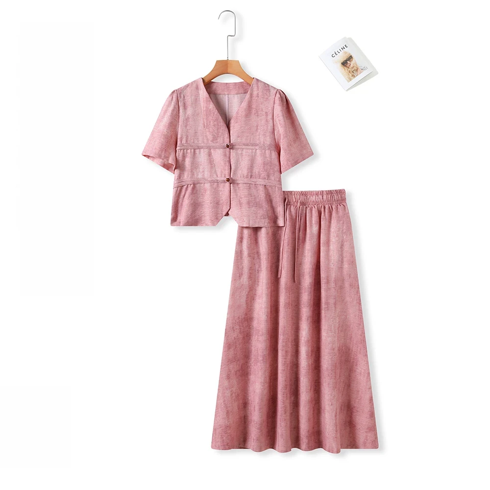 早秋时尚款上衣+半身裙套装两件套洋气显瘦夏季套装9966