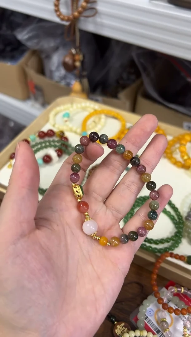 手链未镶嵌碧玺孤品彩虹碧玺配件款手串[0085]