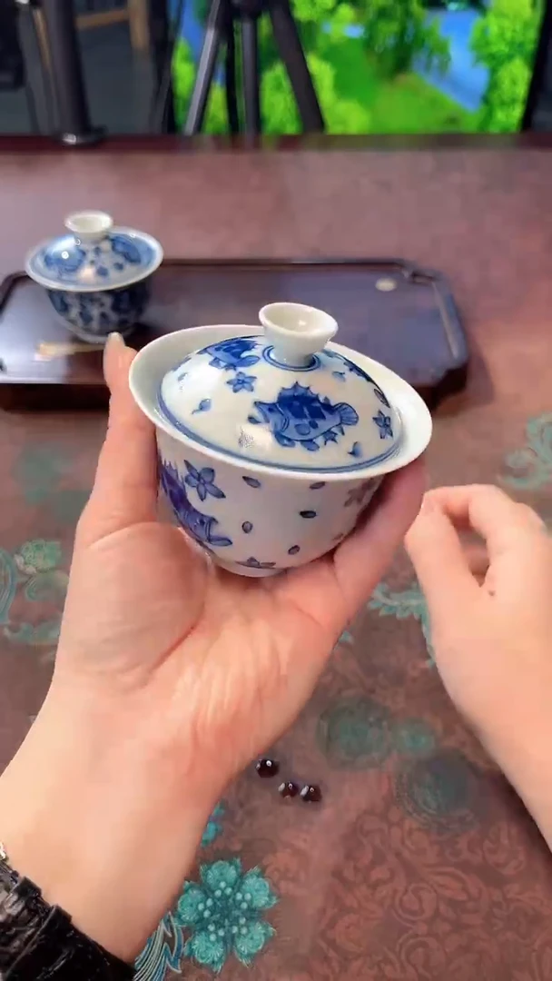 镹曰茶闲柴窑手工手绘青花