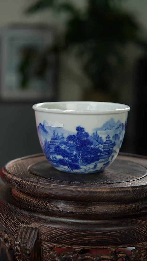 【闪购商品】033小王严选青花山水人家风景画片缸杯