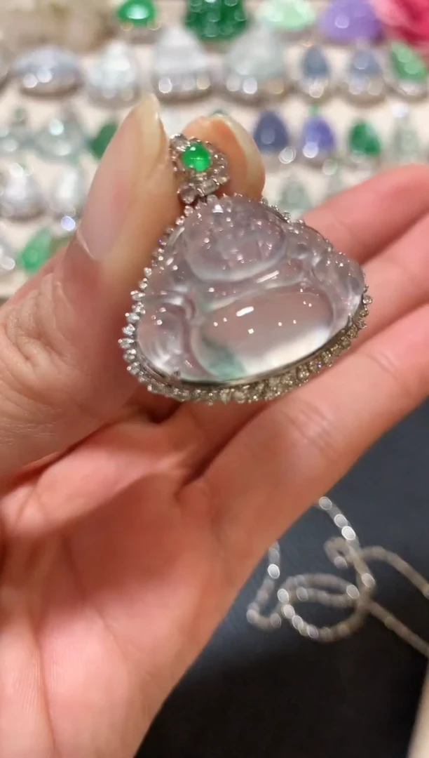 吊坠(不含链)18K金镶嵌翡翠n89