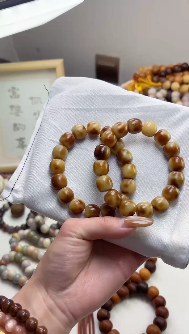 手串菩提根/象牙果沐n02大虎皮玉化桶珠13*14mm手串