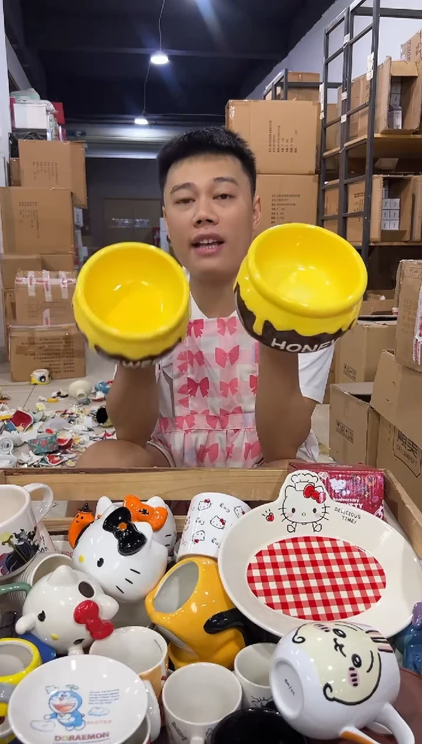 瓷片棕色蜂蜜狗粮碗2件套