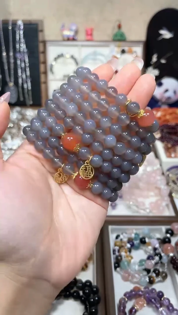 【闪购商品】玛瑙/玉髓手串合金烟紫玛瑙 设计款手串