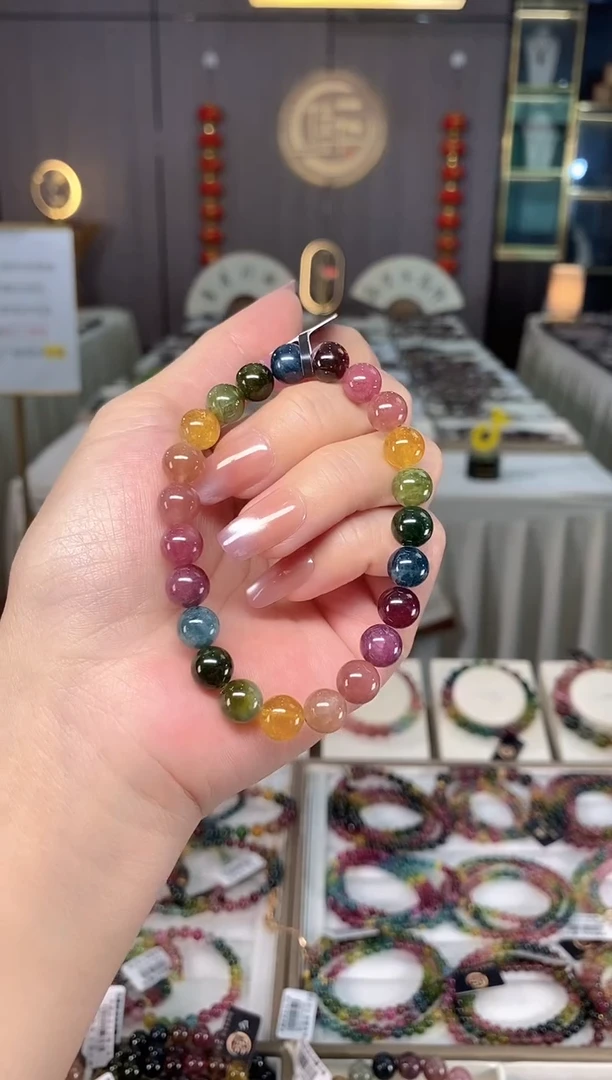 未镶嵌老矿碧玺彩虹单圈手串8mm+碧玺多样性发一条hon