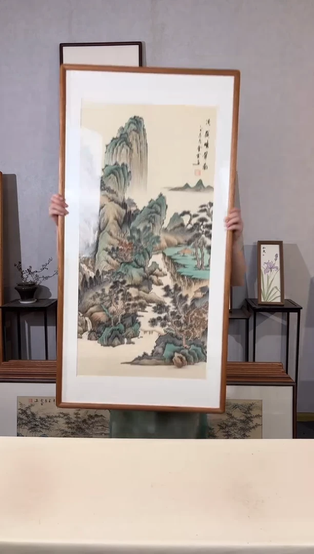 国画手绘*溪岭晴翠图*62*122cm带框发货