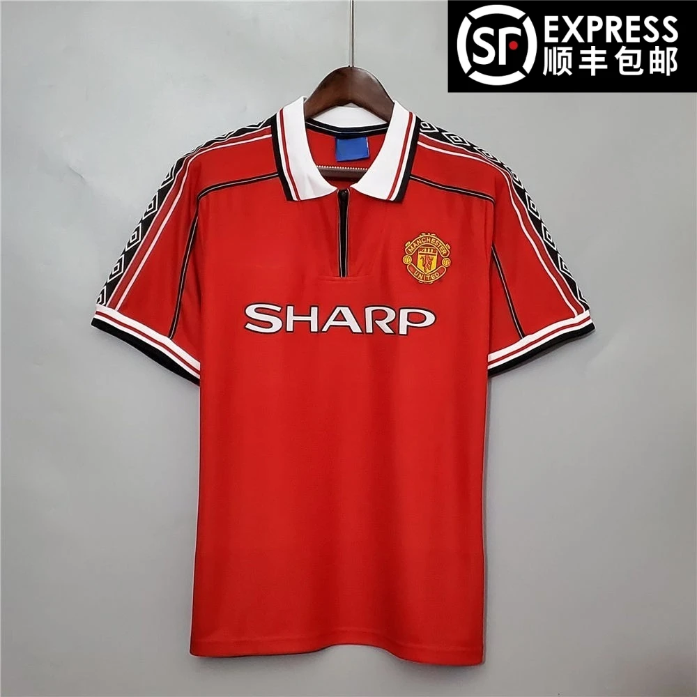9899曼联三冠王主场球衣贝克汉姆吉格斯基恩思科尔斯短袖足球服