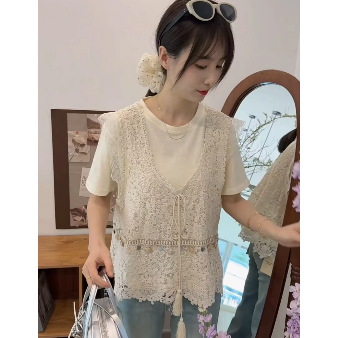 新品米色两件套小上衣 度假风上衣