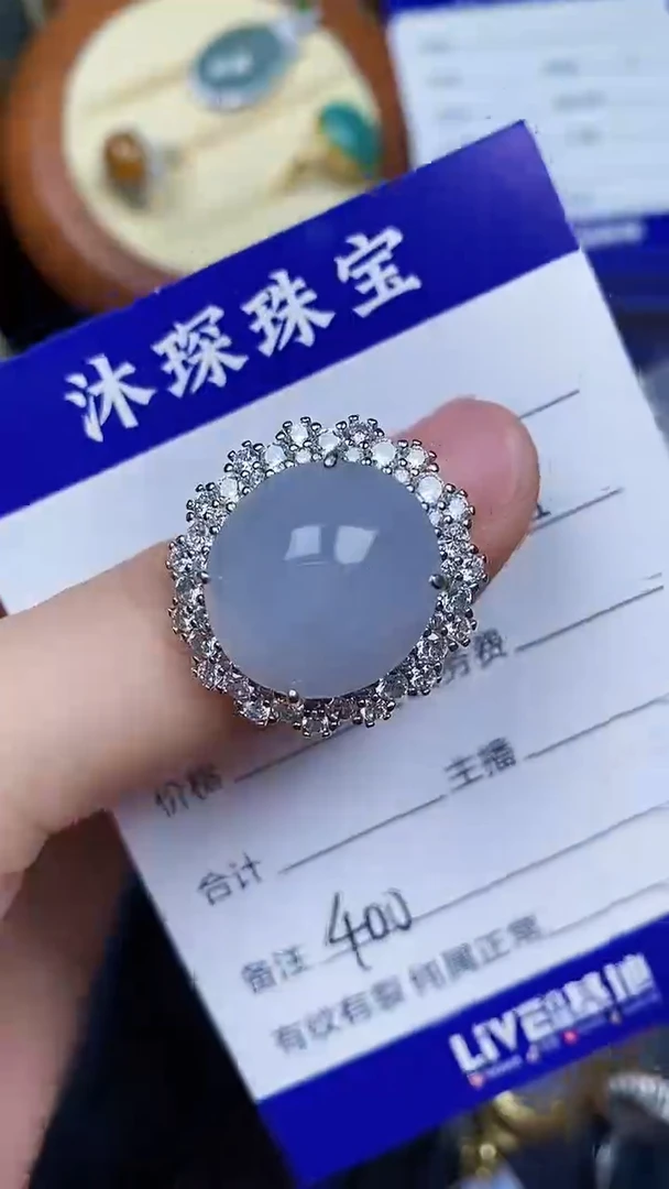 翡翠戒指银S925镶嵌4000