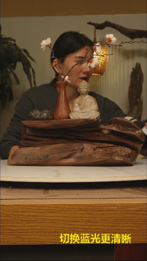 木꧁***尘根雕摆件类071