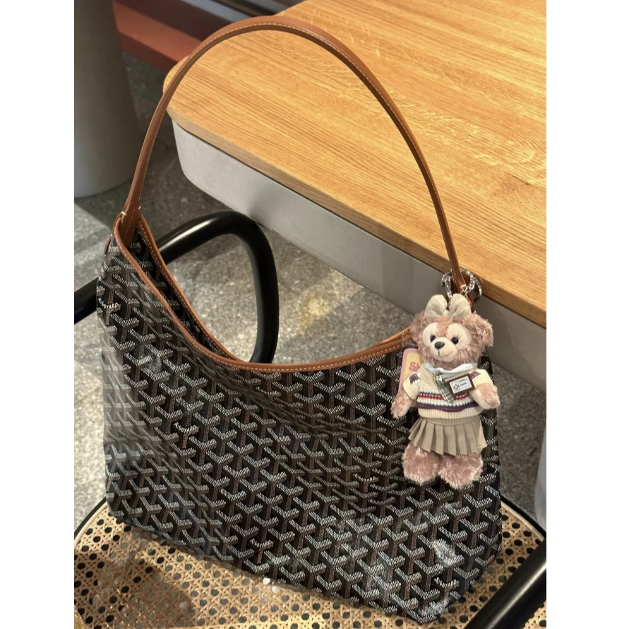 99新 Goyard 【文子姐专属】A002/焦糖色老花hobo单肩包/FB