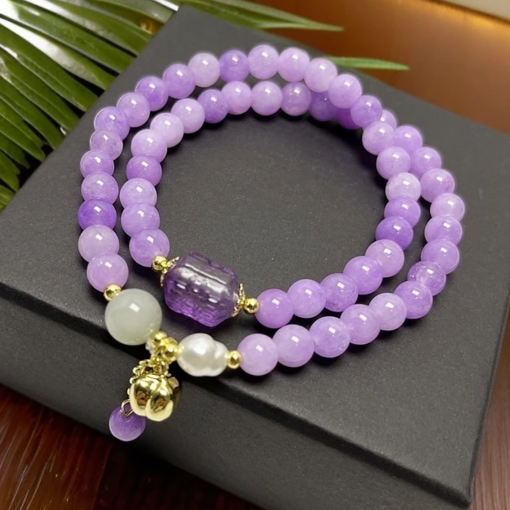 新中式薰衣草紫事事如意两圈手链S179