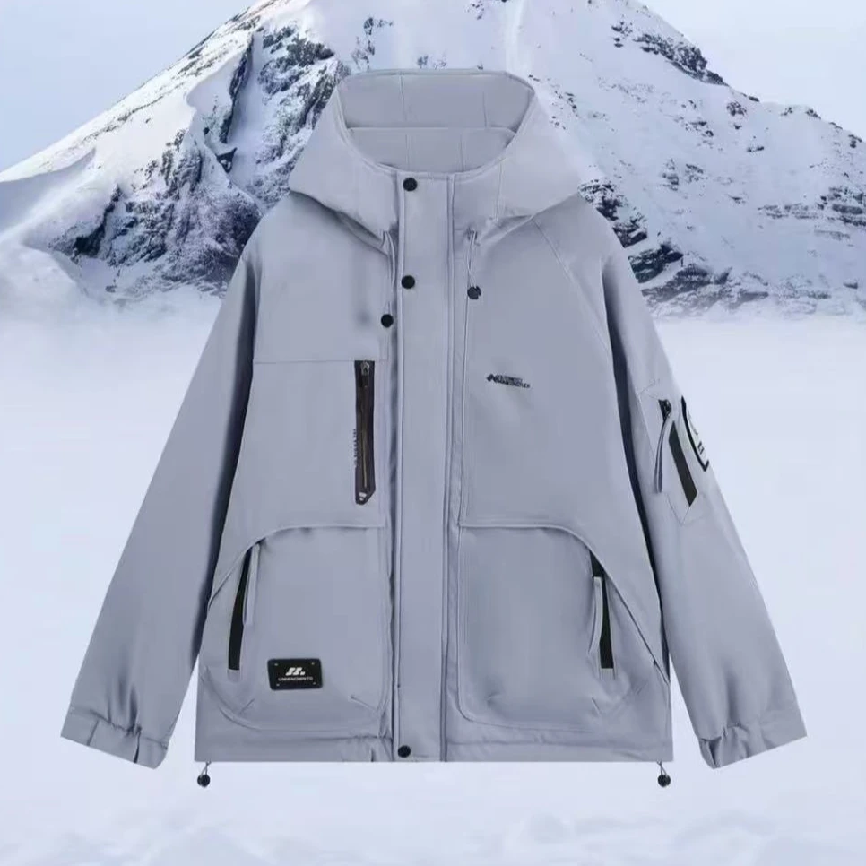 5889浅蓝【天宫寻梦】户外二棉工装拉链冲锋衣外套