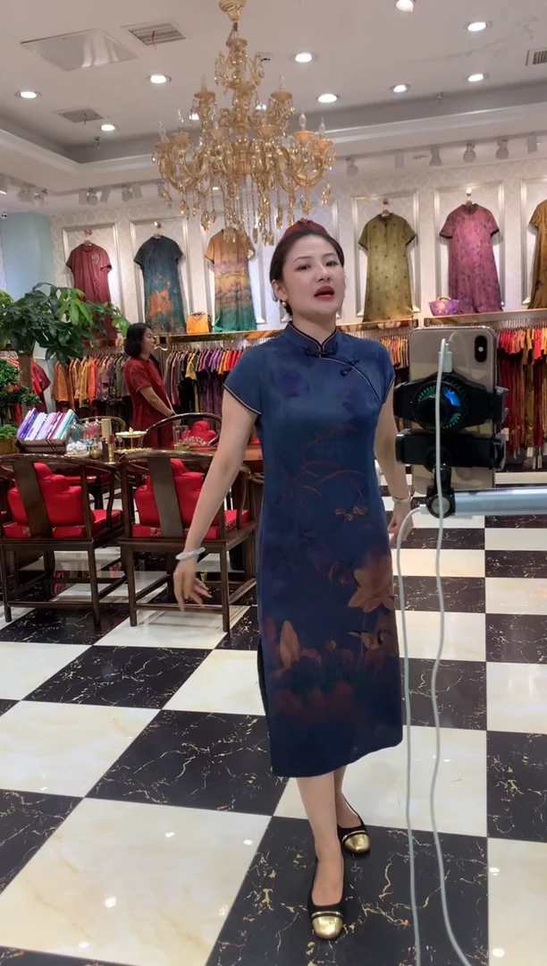 新中式蓝色旗袍裙2XL