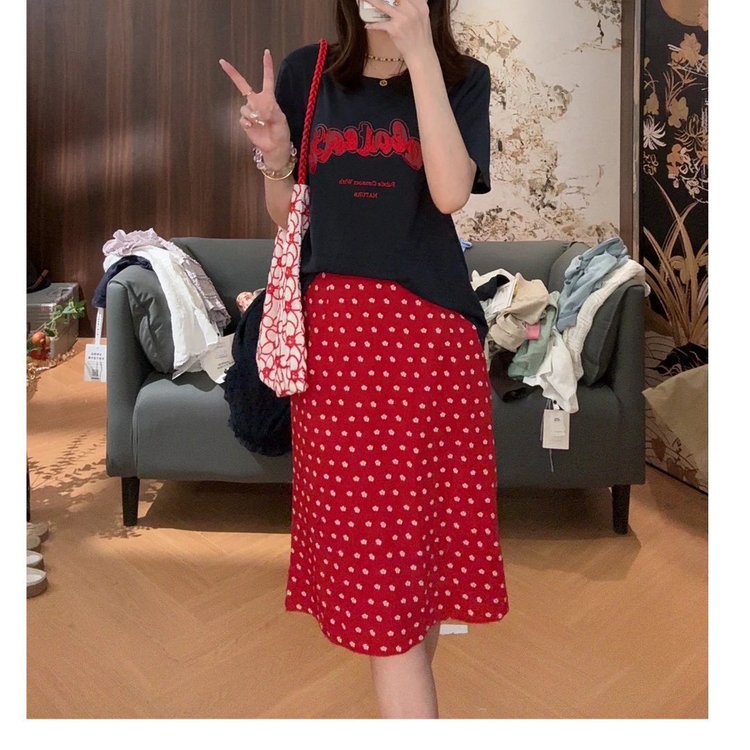 【LIbaibai】夏装2025年新款高腰显瘦直筒六分裙BB-2189