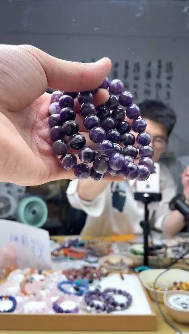 水晶手串未镶嵌梦幻紫水晶11mm
