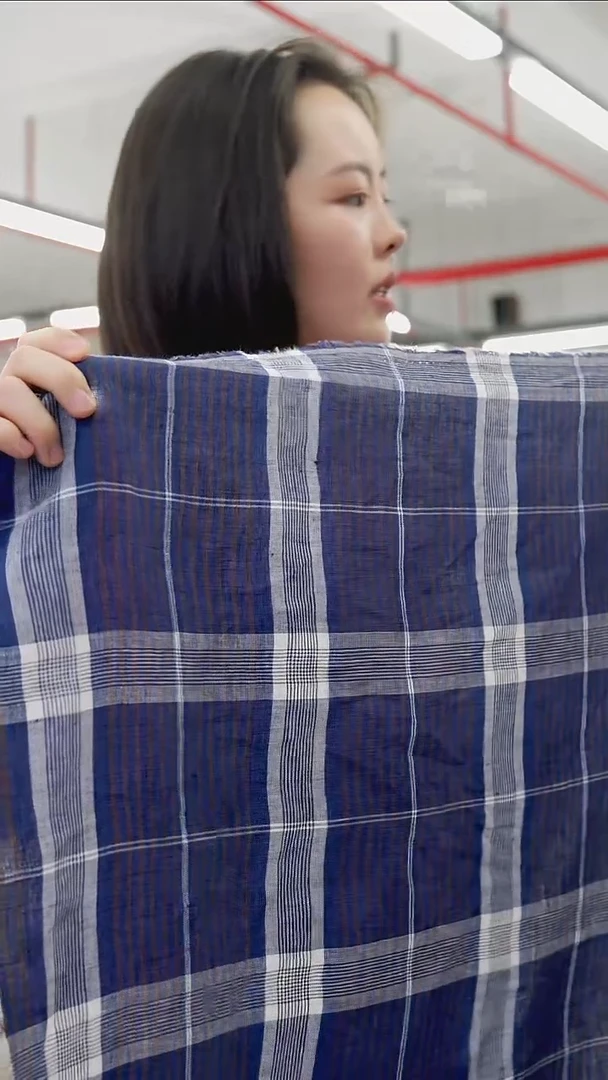 棉LIBECO 纯亚麻先染纱线色织格纹衬衫连衣裙面料 幅宽148CM 1.5m