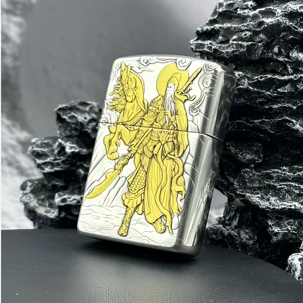 【CC】ZIPPO打火机XZ镀银鎏金关羽义薄云天关公