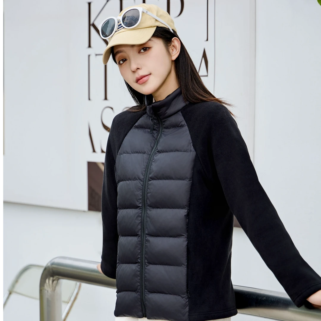 秋冬小蛮腰立领奥利绒拼接外套5859