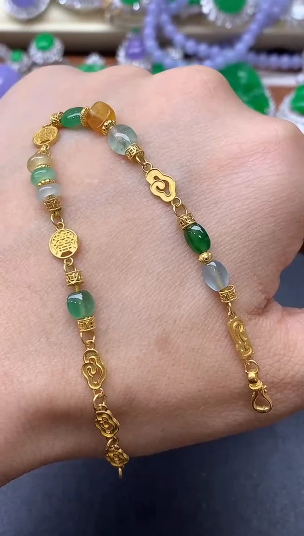 18K金镶嵌手链翡翠261-中国好珍宝