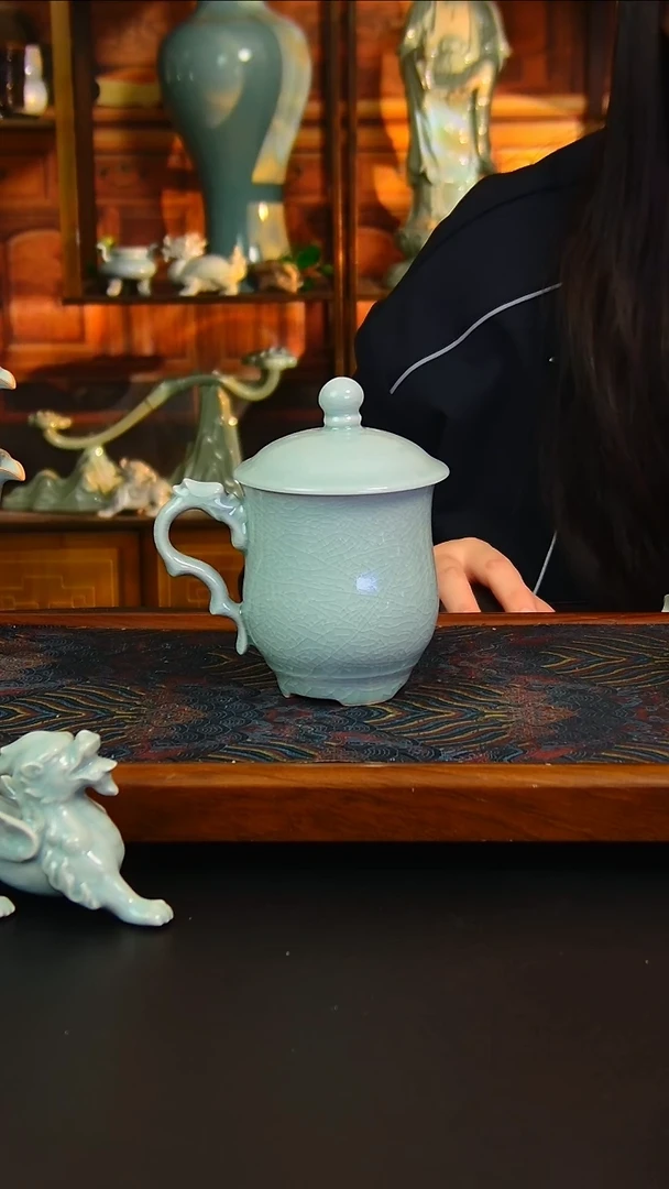 瓷片粉青釉办公杯，一级品