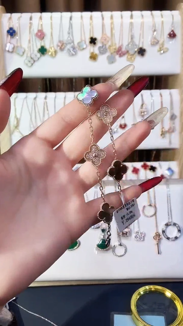 【闪购商品】钻石手链18K金镶嵌钻石K玫灰贝间钻