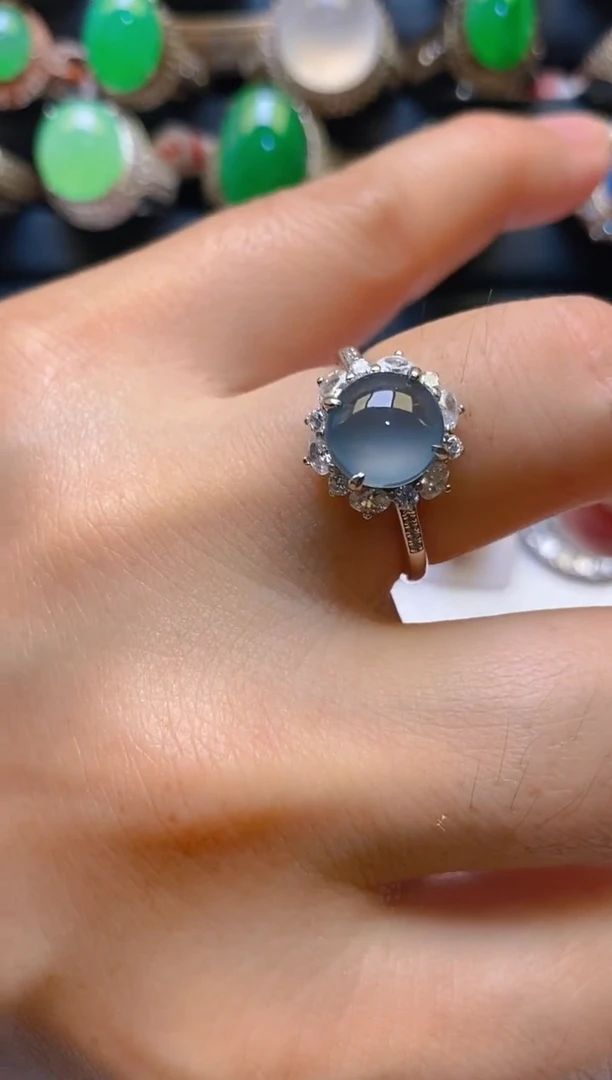 【闪购商品】翡翠耳饰银S925镶嵌天然A货翡翠1