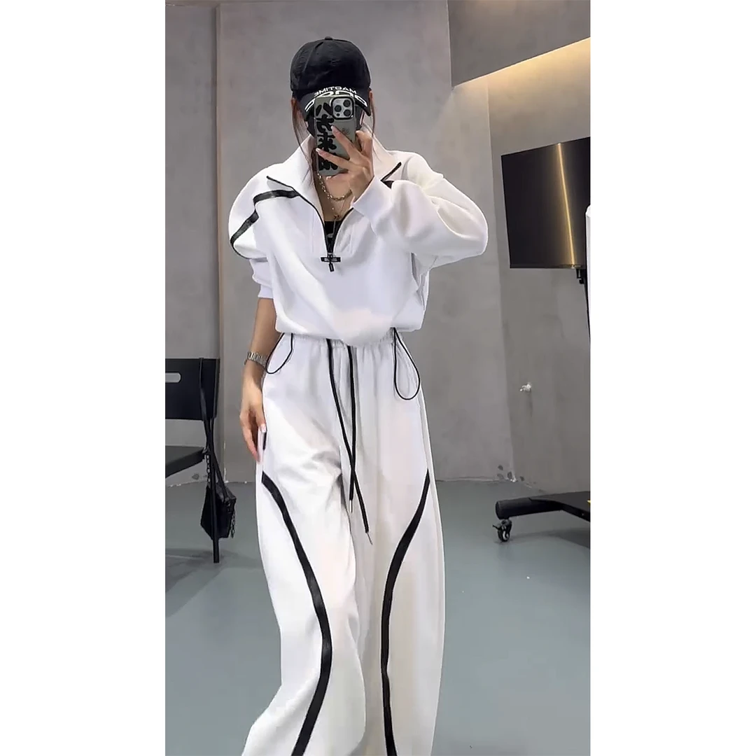 80786早秋新款 时尚卫衣套装 洋气高腰宽松弯刀阔脚裤休闲两件套