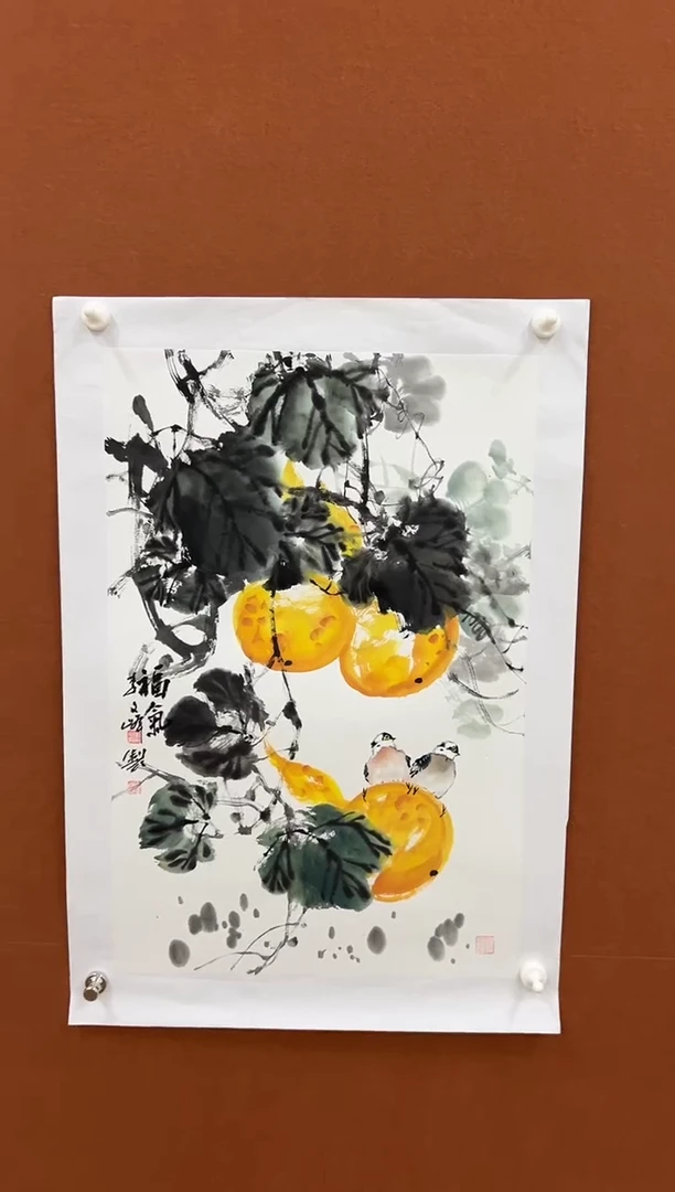 国画李文峰精品四尺三开花鸟