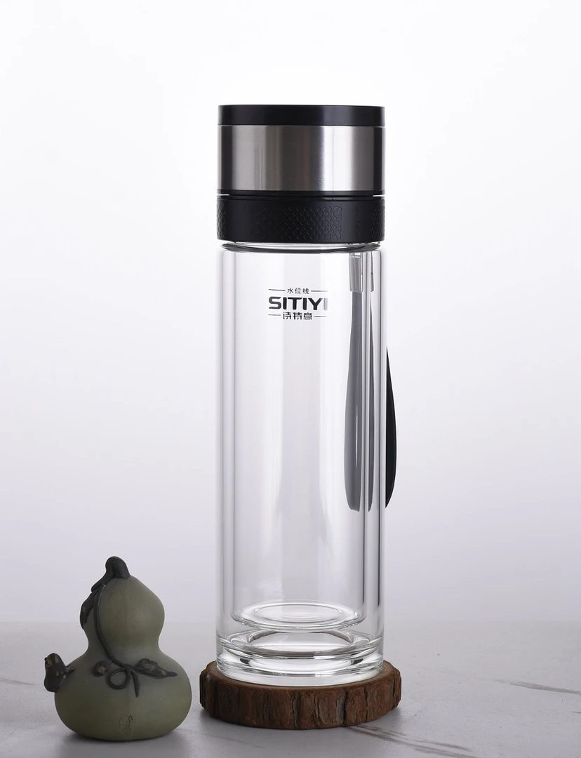 诗特意双层玻璃杯756-7（400ml）商务杯办公杯礼品杯高颜值潮流杯