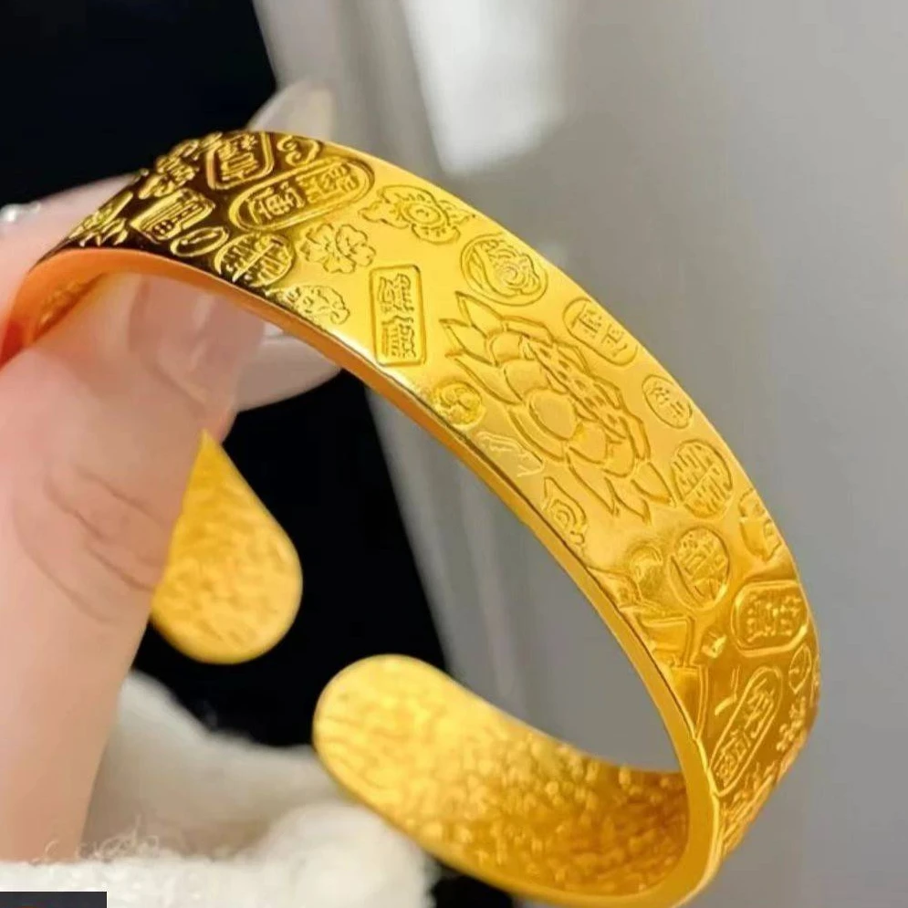 【曼总专属】YZSP-041平安喜乐纳福莲花开口手镯合金