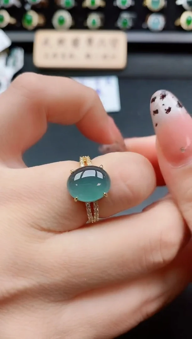 银S925镶嵌戒指翡翠1