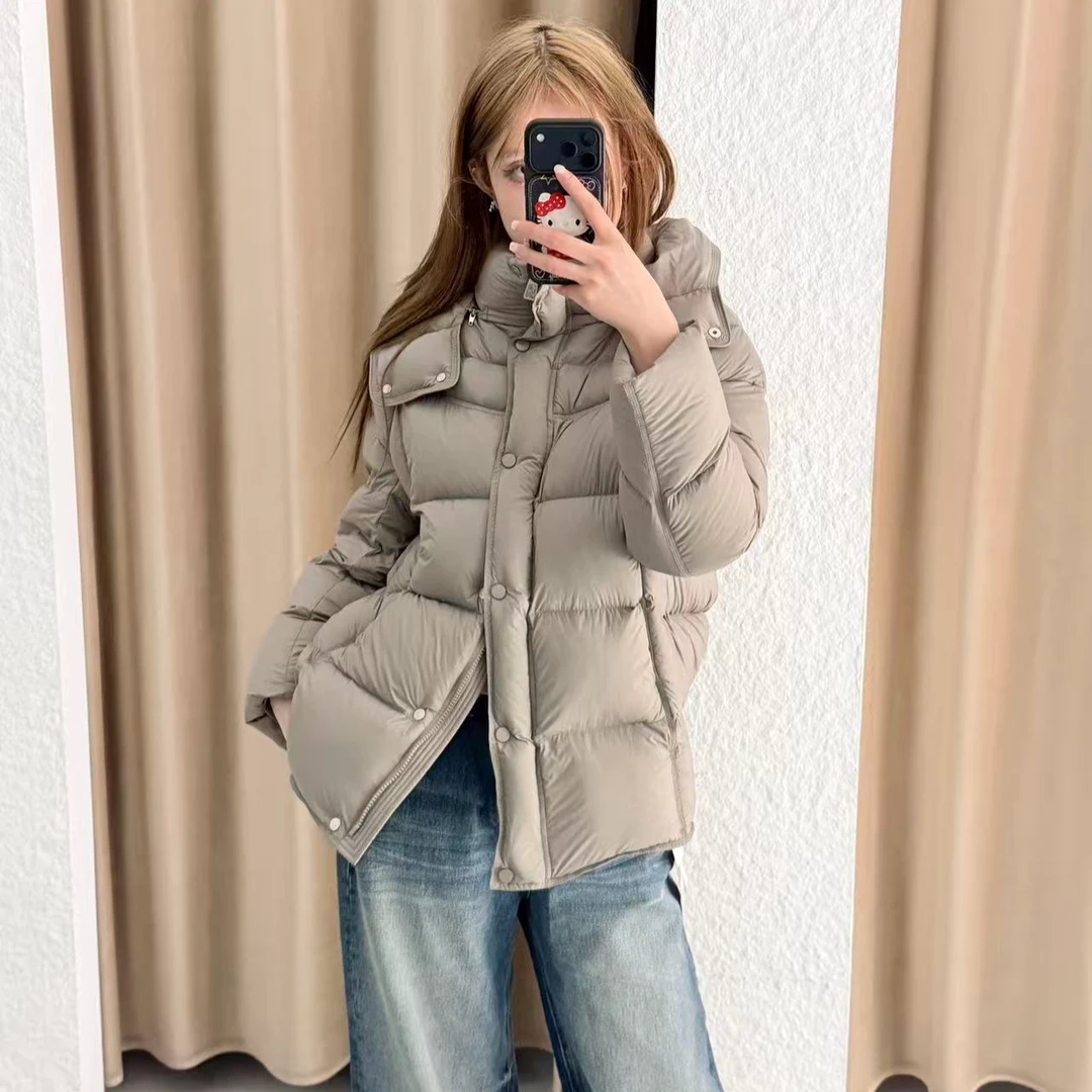 【慕茹萍】25年最新升级云感泡芙面料新款95白鹅绒可拆卸连帽鹅绒服