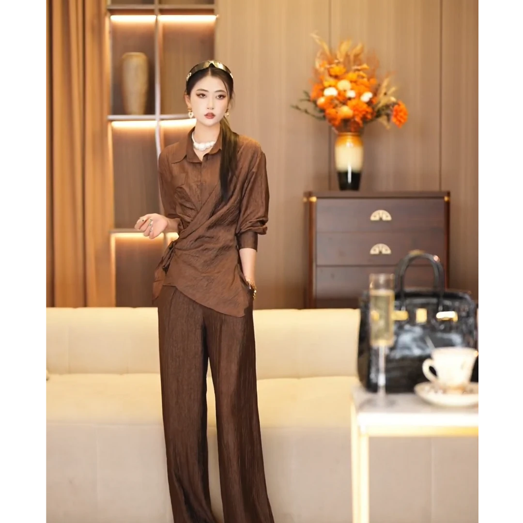 【嘉琪】慵懒纸醉金迷春季新款三种穿法时尚套装-RL0427+RL0428