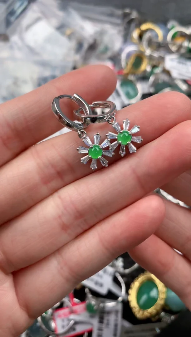 银S925镶嵌戒指翡翠222---7