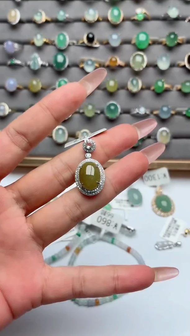 银S925镶嵌戒指翡翠.