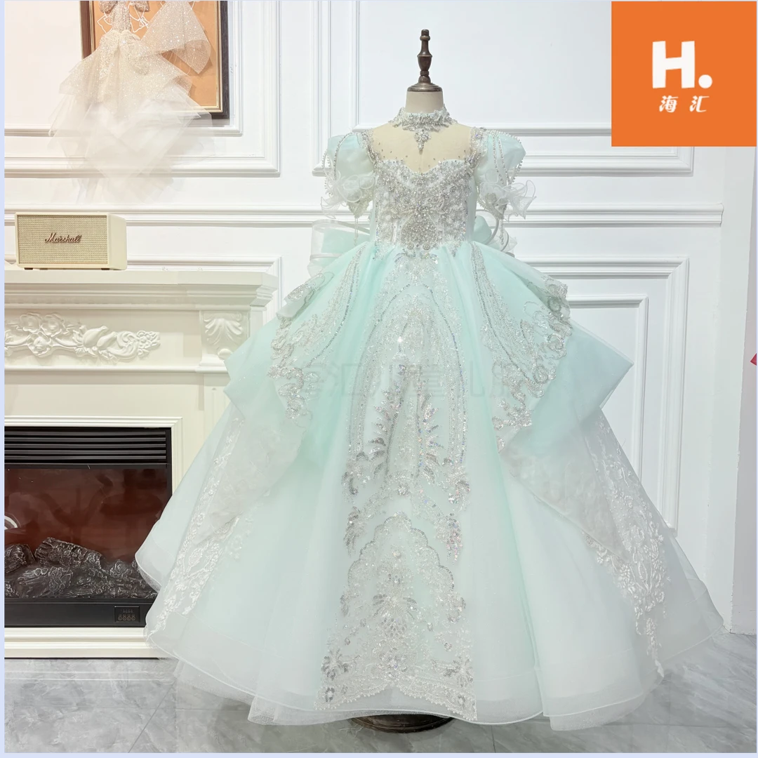 【春风】重工绿宫廷风定制系列宴会生日公主裙儿童礼服走秀高端礼服