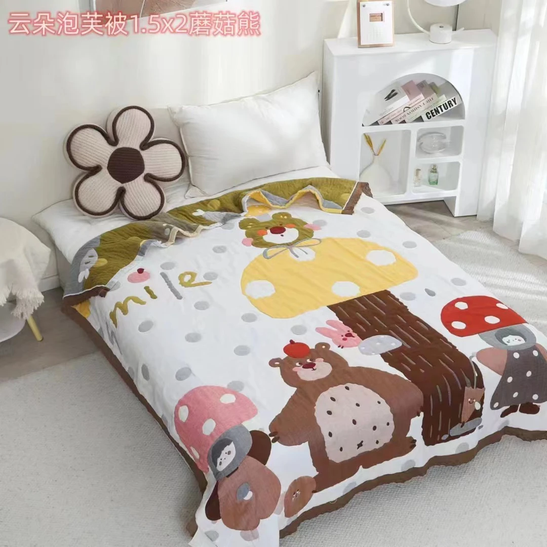 云朵泡芙·多层柔软贴肤花边纱布被